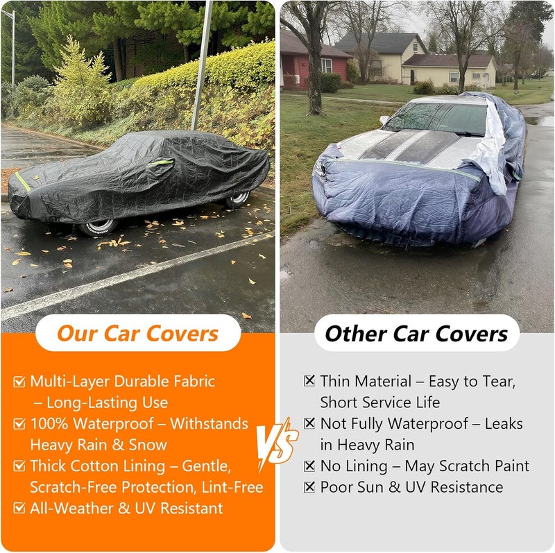 BIGACOVER Car Cover Waterproof for 2003-2009 Nissan 350Z, Waterproof 210D Oxford Cloth and Cotton Cover Outdoor Full Car Covers with Zipper Windproof Heavy Duty All Weather with Wind, Sun, UV and Dust Protectio - Image 4